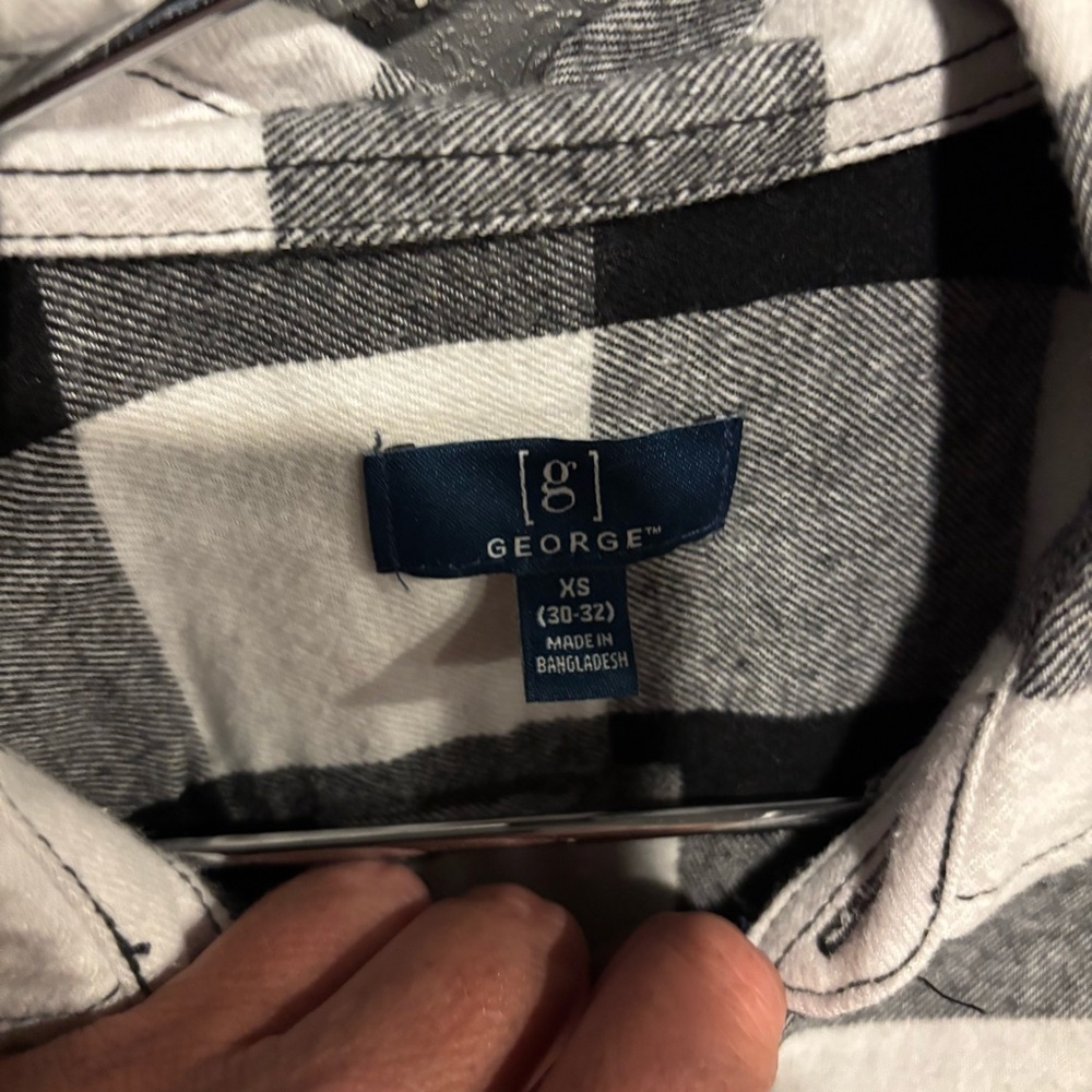 George Black and White Plaid Men's Shirt - Picture 2 of 3